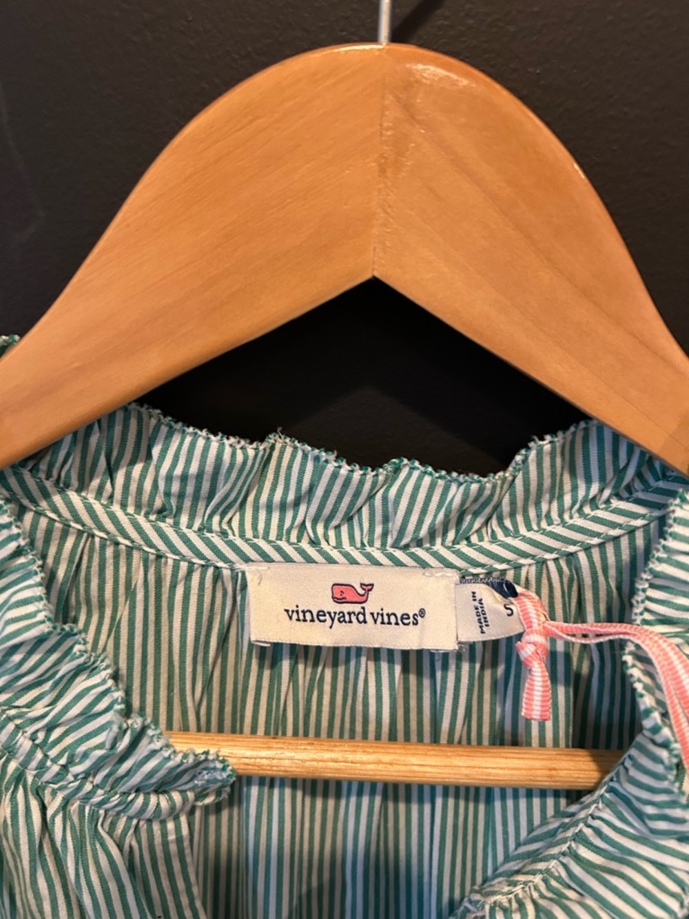 Vineyard Vines Green Stripe Ruffle Dress - Picture 2 of 12